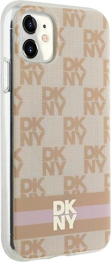 Mbështjellës për celular DKNY IML Checkered Mono Pattern & Printed Stripes MagSafe, për iPhone 11/XR, rozë