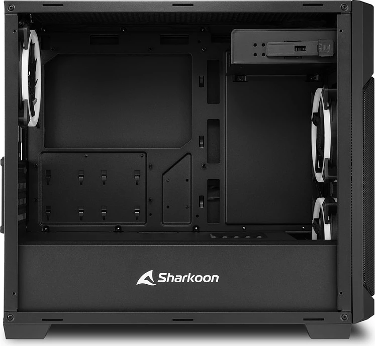 Kasë Sharkoon V1000 RGB, Micro Tower, micro ATX/Mini-ITX, e zezë, me ndriçim RGB