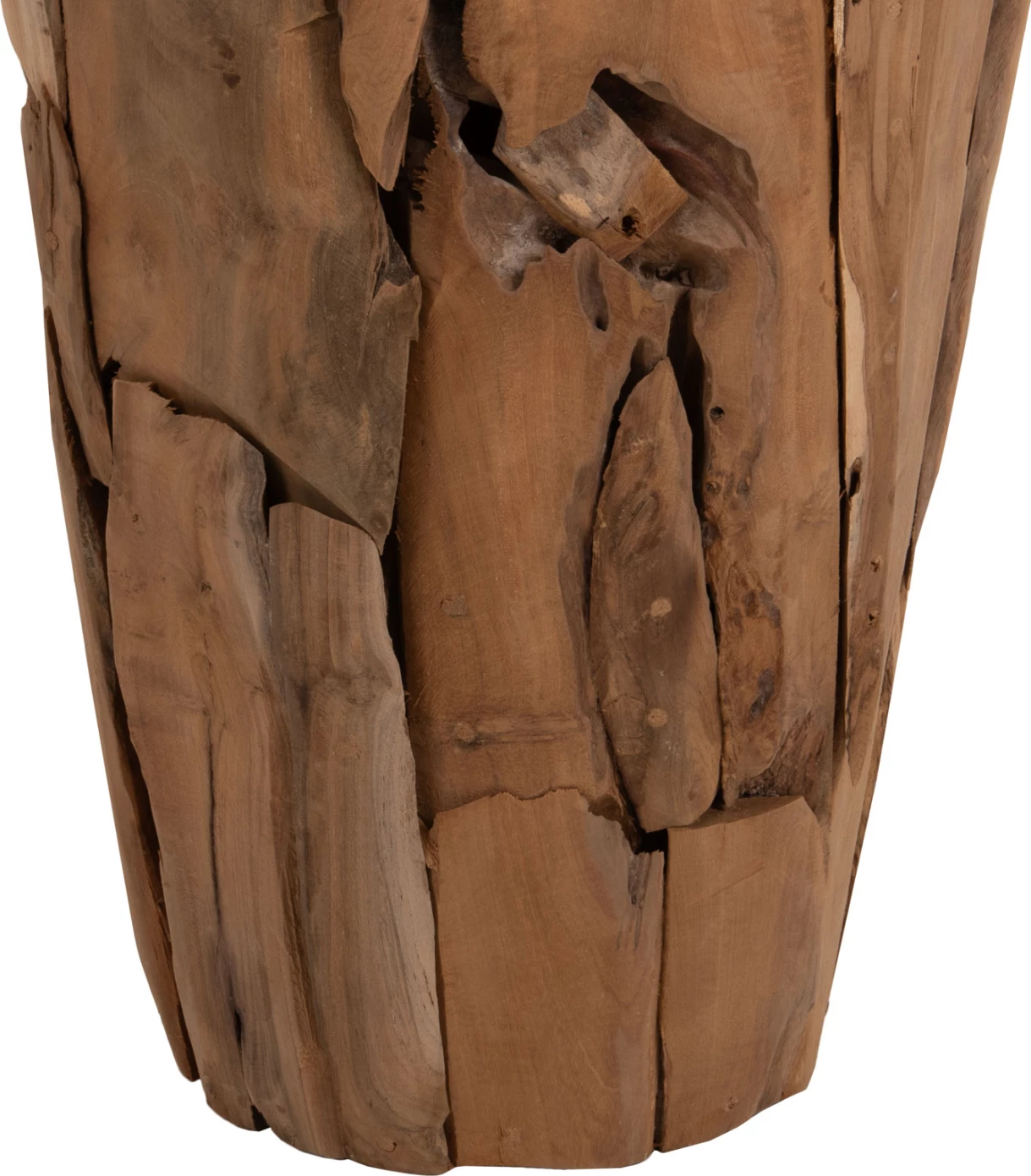 Vazo dekorative për dysheme, copa druri teak të ricikluara, ngjyrë natyrale, Φ40x80H cm