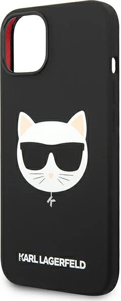 Mbështjellës Karl Lagerfeld KLHMP14MSLCHBK për iPhone 14 Plus 6.7", silikon, i zi, Choupette Head Magsafe