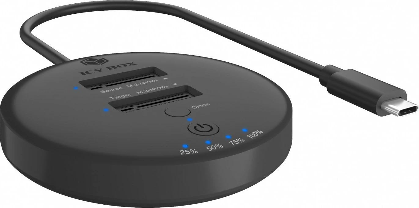 Stacion klonimi & docking IcyBox IB-1612MCL-C31 për 2x NVMe M.2 SSD, i zi
