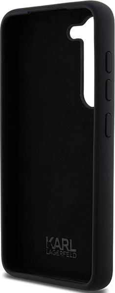 Mbështjellës Karl Lagerfeld Silicone Karl&Choupette Metal Pin për Samsung Galaxy S24, i zi