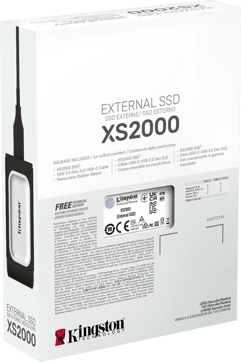 SSD portabël Kingston XS2000 4TB, USB Type-C, i zi/argjendtë