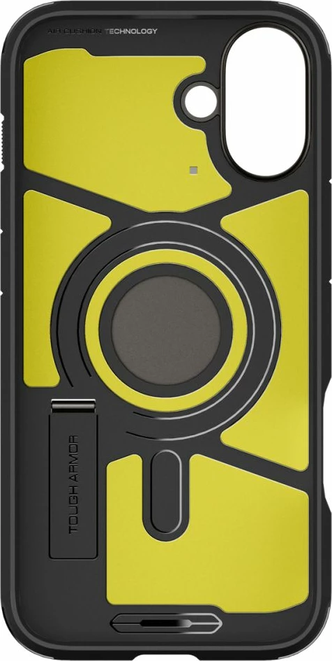 Mbështjellës Spigen Tough Armor Mag për iPhone 16, MagSafe, qëndrim i integruar, rezistencë MIL-STD, gunmetal