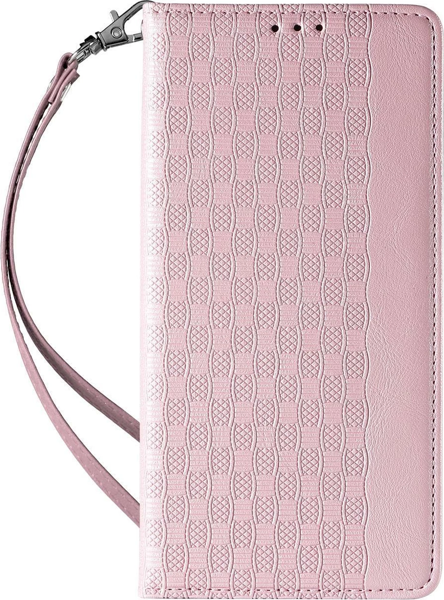 Mbështjellës Hurtel Magnet Strap Case për iPhone 14, flip wallet me rrip dore, rozë