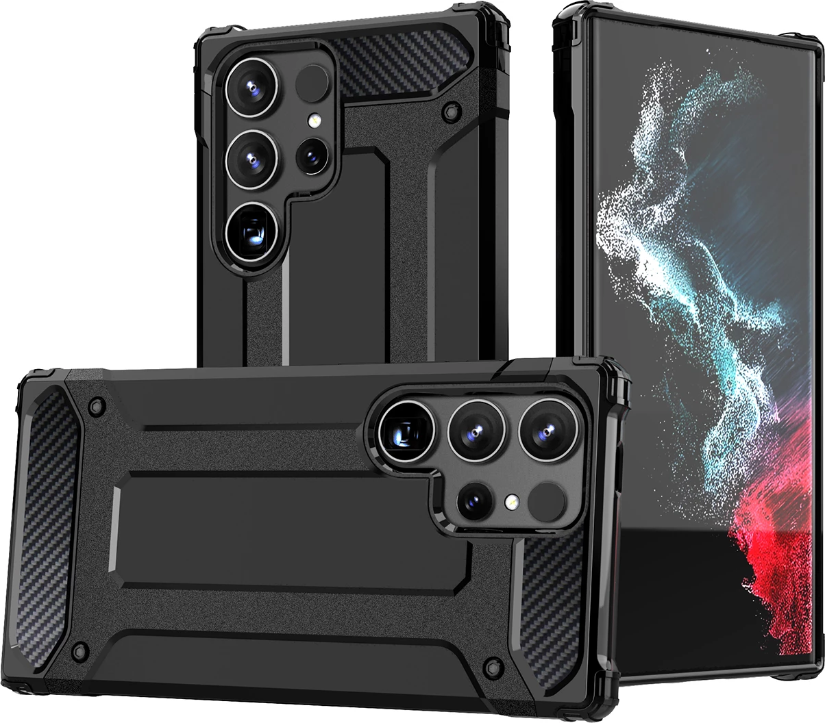 Mbështjellës Hybrid Armor Hurtel për Xiaomi Redmi Note 14 Pro+ 5G, i zi