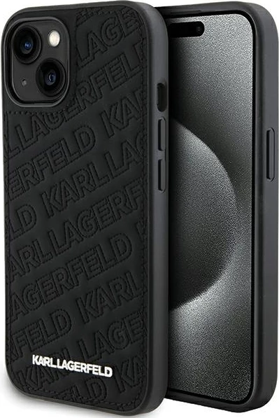 Mbështjellës Karl Lagerfeld Quilted K Pattern për iPhone 15, i zi