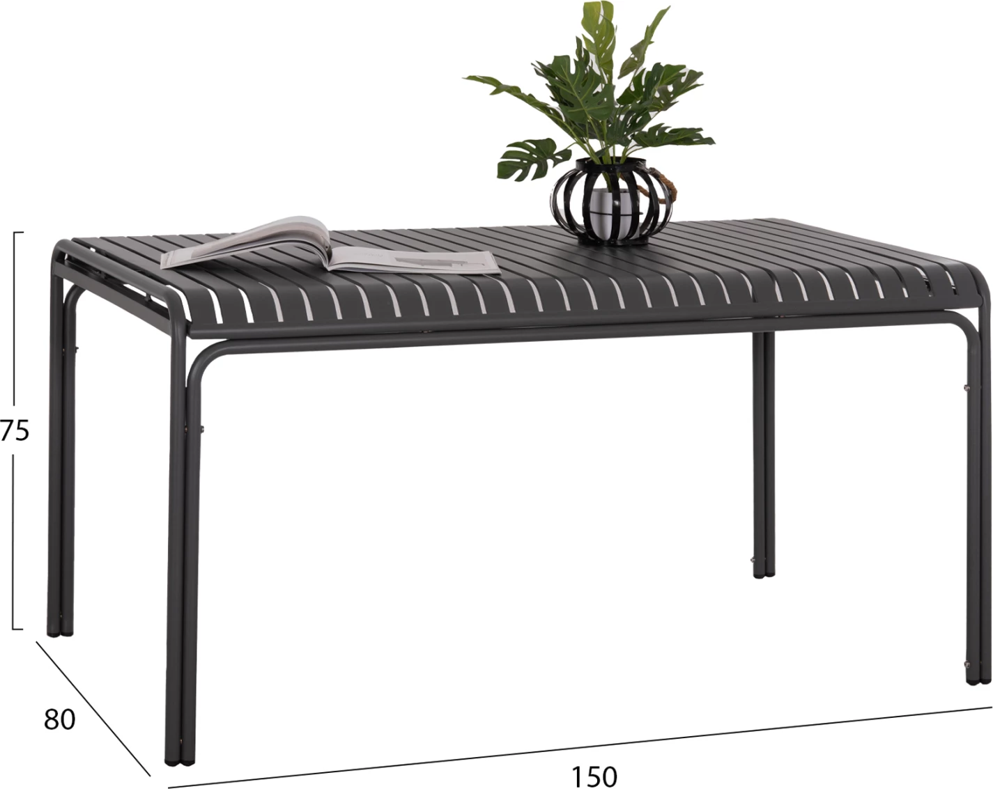 Tavolinë alumini për jashtë, ngjyrë gri, RACHEL FH6339.01, 150x80x75cm