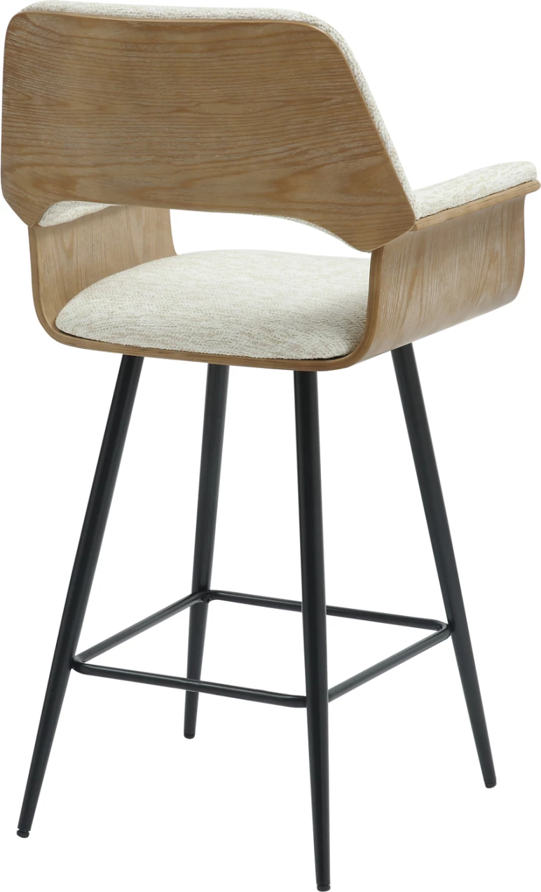 Karrige për bar, lartësi mesatare, CLIPP, FH9987.02, këmbë metali të zeza, pëlhurë ecru, 57.5x53x98H cm, set prej 2 copash