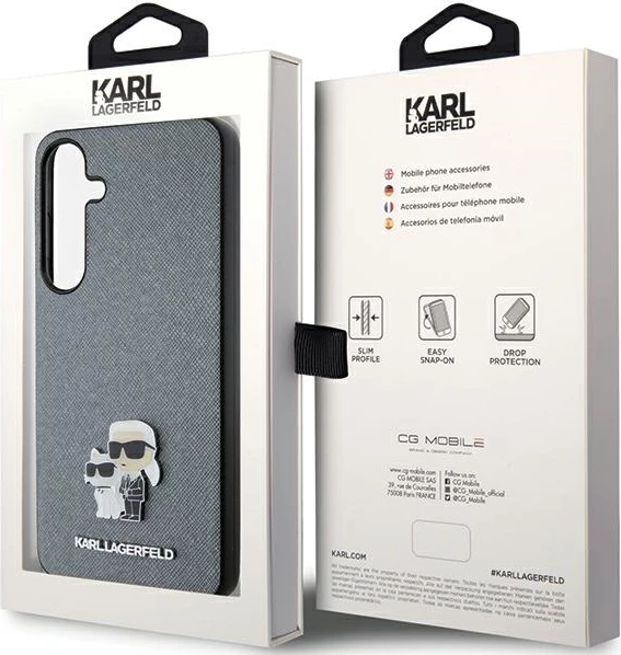 Mbështjellës Karl Lagerfeld Saffiano Karl&Choupette Pin për Samsung Galaxy S24, Gri