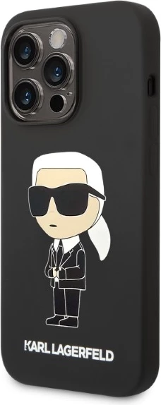 Mbështjellës Karl Lagerfeld Silicone Ikonik MagSafe për iPhone 14 Pro, i zi