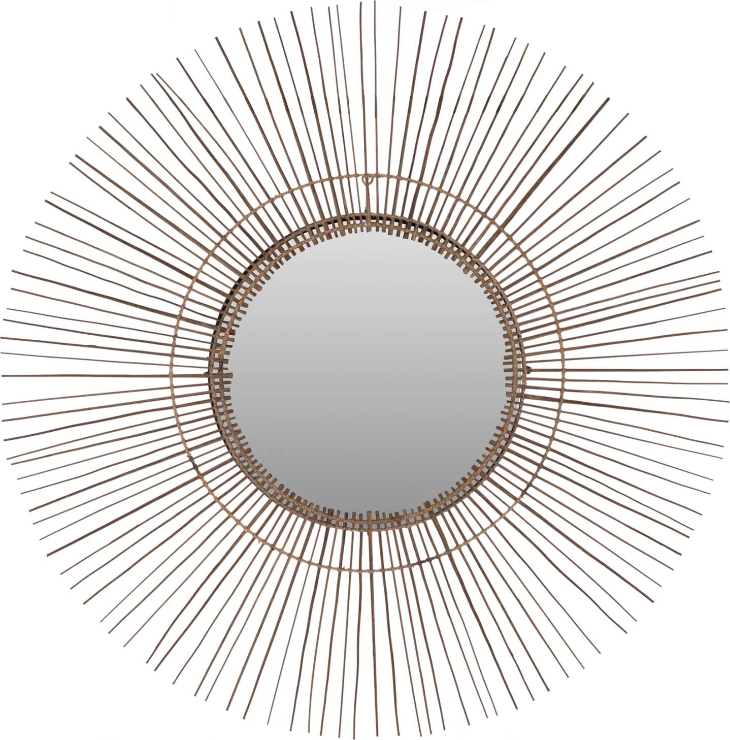 Pasqyrë rrethore me kornizë nga shkopinj kokosi, ngjyrë natyrale, 120x4x120Hcm, FH7732