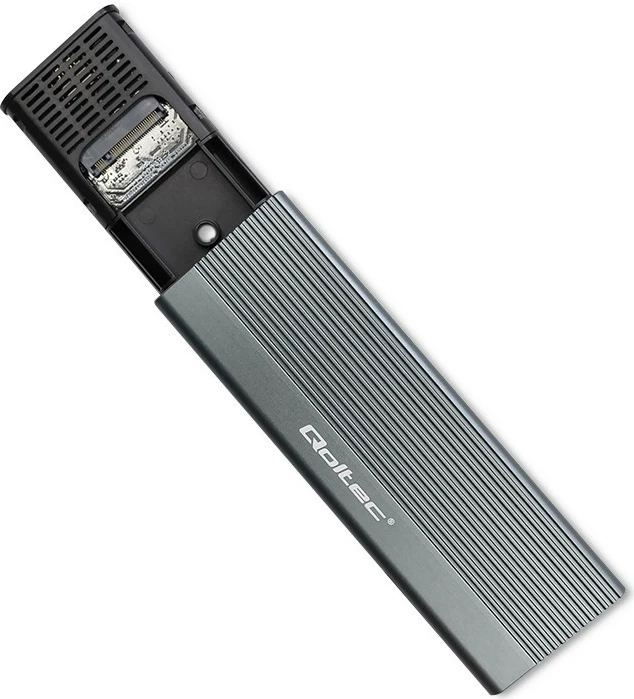 Kasë Qoltec 52267 për SSD M.2 SATA/NGFF, USB-C, 2TB, Gri