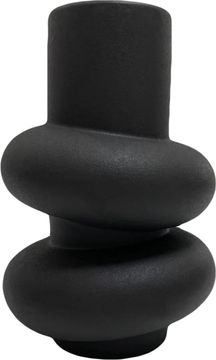 Dekor tavoline qeramike, ngjyrë e zezë mat, FH4627.02, Φ16x25.5H cm