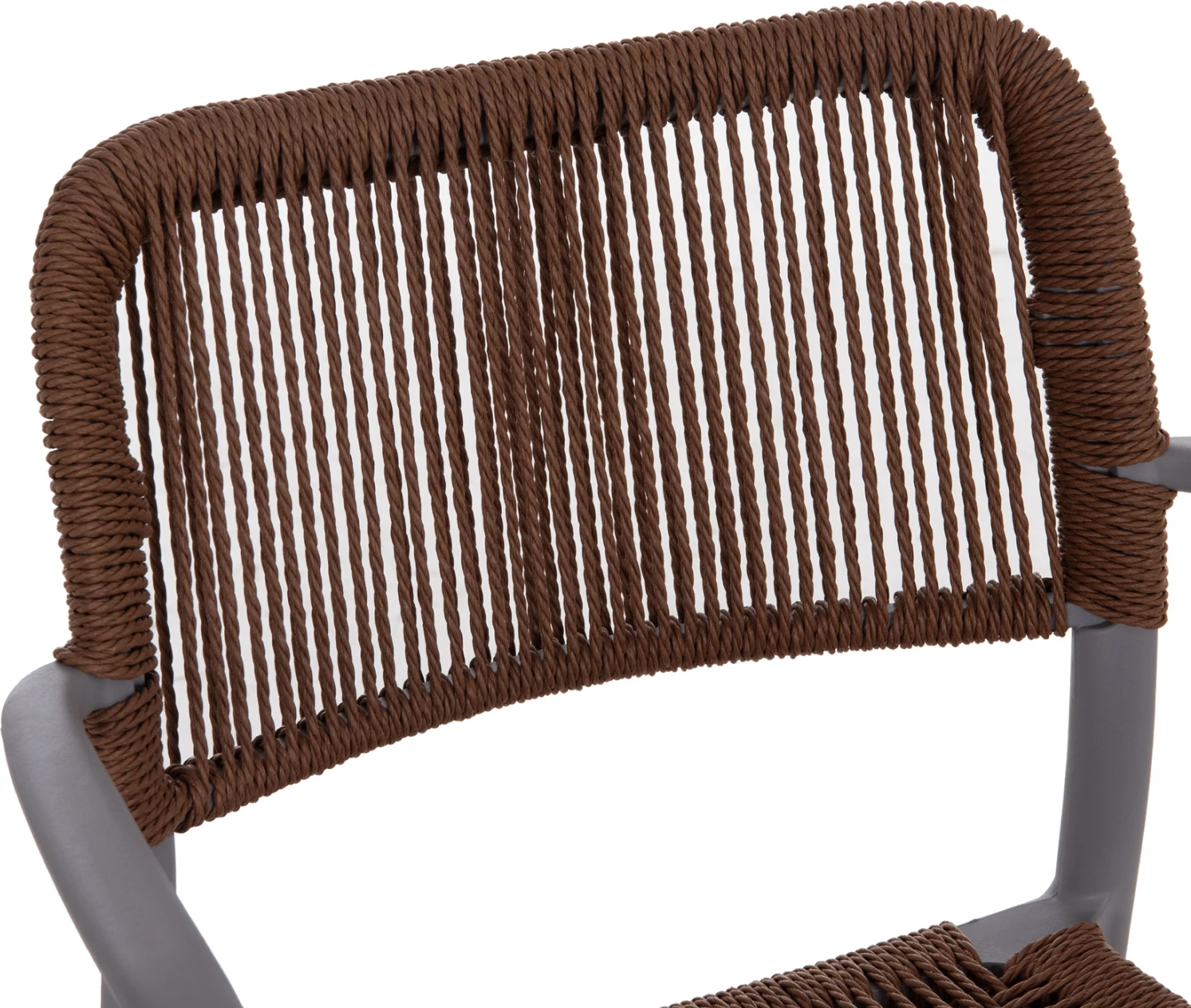 Karrige për jashtë STRIDER, polipropilen gri, litar kafe, 57x53x80cm, set prej 5 copësh