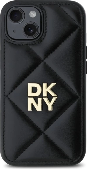 Mbështjellës DKNY Quilted Stack Logo për iPhone 15, i zi