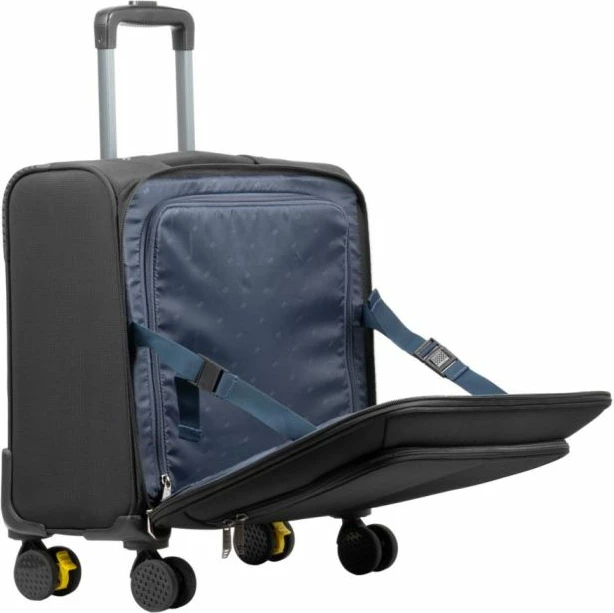 Çantë trolley udhëtimi RIVACASE 8481, 20\", për laptop 15.6\", 25 L, ECO RPET, e zezë