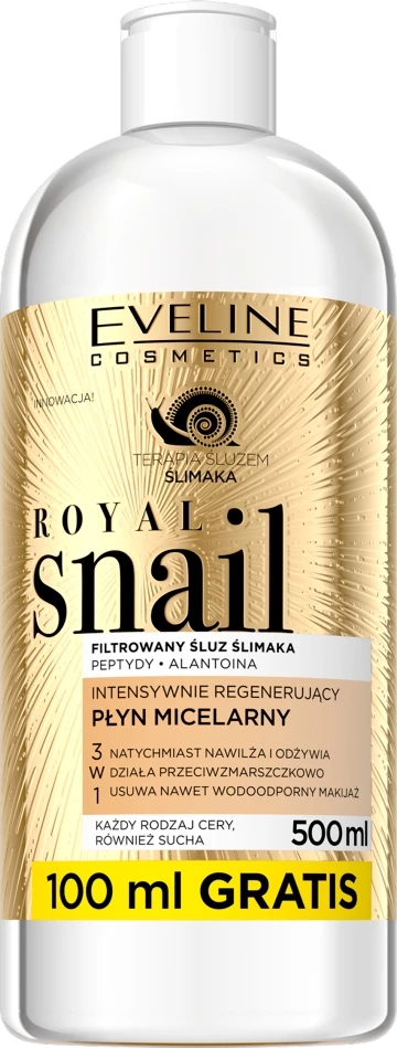 Ujë micelar për femra Eveline Cosmetics Royal Snail Intensively Regenerating 3-in-1, 500ml