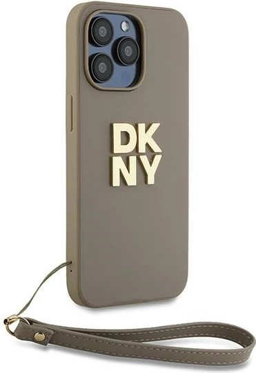 Mbështjellës DKNY Wrist Strap Stock Logo për iPhone 15 Pro Max, bezhë