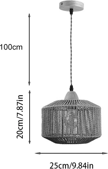 Llambë tavani Siang, metal dhe litar natyral, 25x20cm