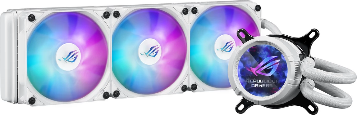 Ftohje me ujë për CPU, Asus ROG Strix LC III 360 ARGB LCD 90RC00W2-M0UAY0, 360mm, ARGB me ekran LCD, madhësi XL, e bardhë