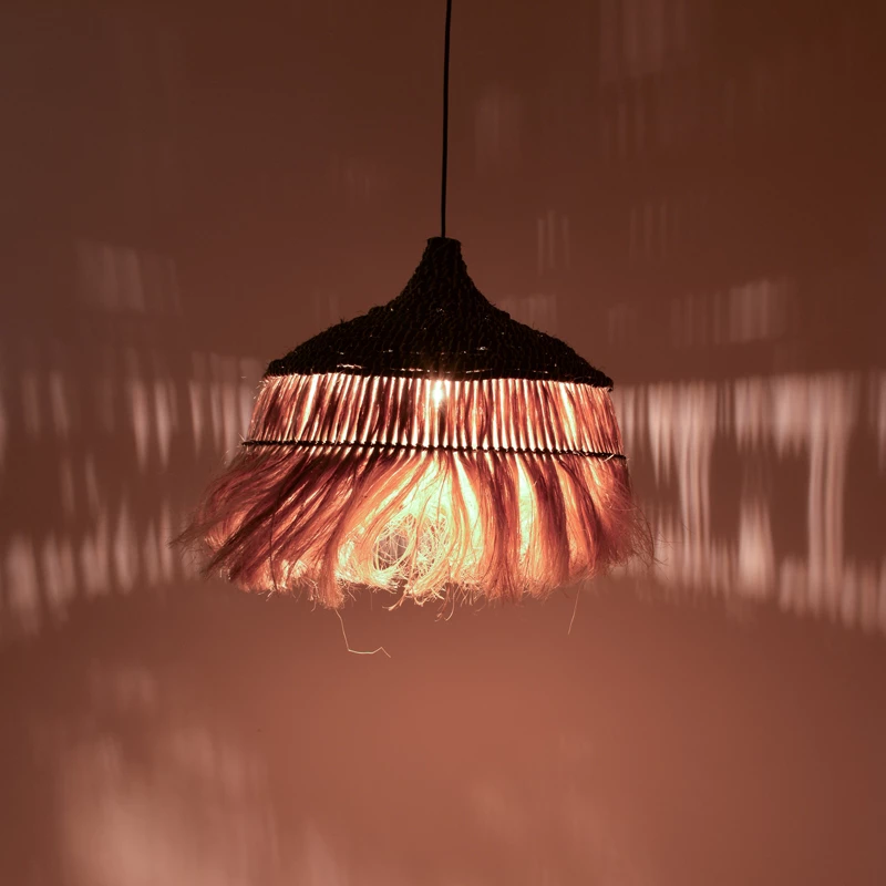 Llambë tavani Arupade Inart dru abaca ngjyrë natyrale-e zezë D50x50cm