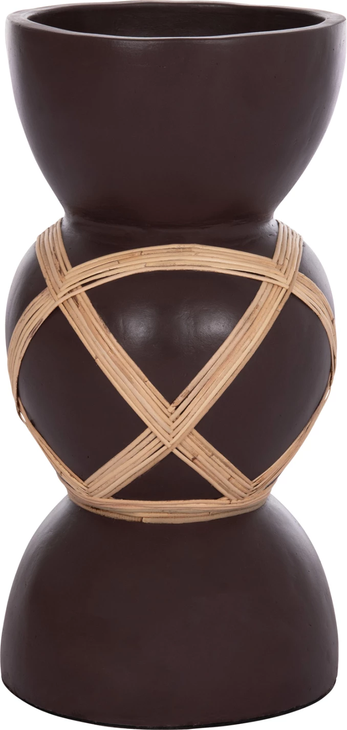 Vazo dekorative për dysheme MAYNARD, fibër-cement, ngjyrë çokollate, ratan, FH4672.07L, 32x62.5cm