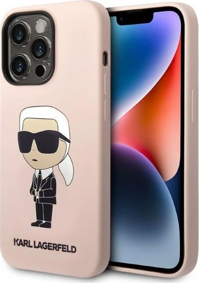 Mbështjellës Karl Lagerfeld Silicone Ikonik MagSafe për iPhone 14 Pro, rozë