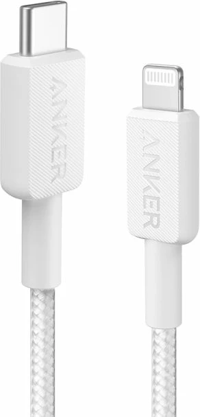 Kabllo Anker 322 USB-C në Lightning, 1.8 m, e thurur, A81B6H21, e bardhë