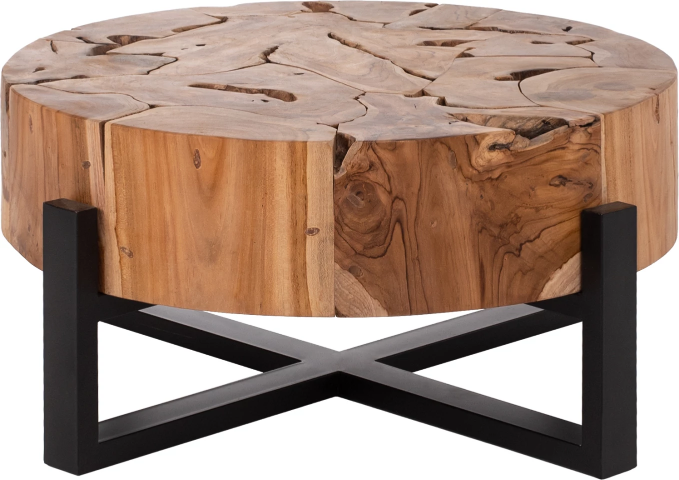 Tavolinë kafeje MOBLEY FH9352, druri i ngurtë teak, ngjyrë natyrale, Φ80x40H