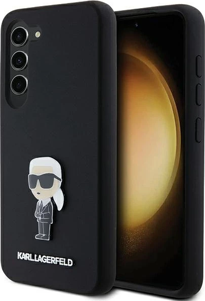 Mbështjellës Karl Lagerfeld Silicone Ikonik Metal Pin për Samsung Galaxy S24, i zi