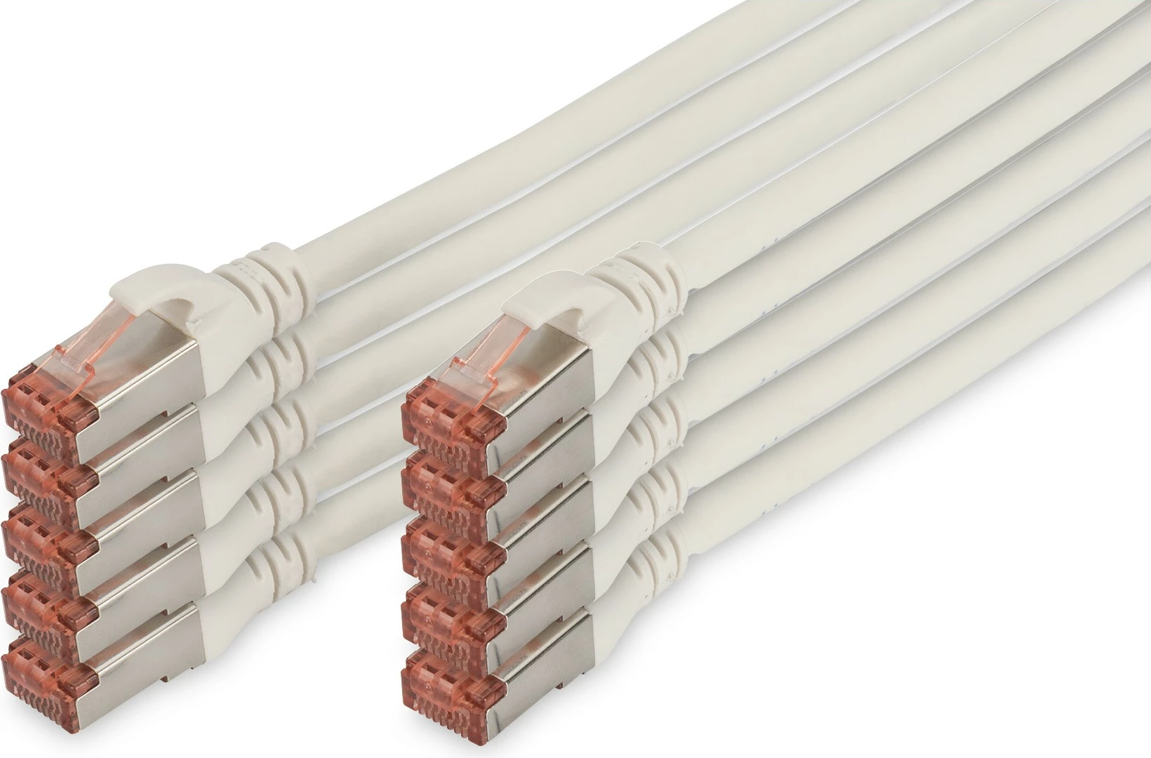 Kabllo rrjeti Digitus Cat6 S/FTP, 0.25m, set 10 copë, RJ-45, e bardhë