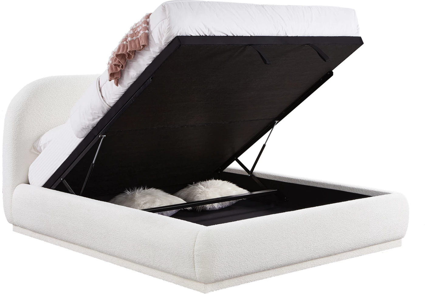 Krevat dopio me hapësirë për depo, stof CHENILLE i bardhë, NOCTIS CD726.02, dyshek 160x200cm