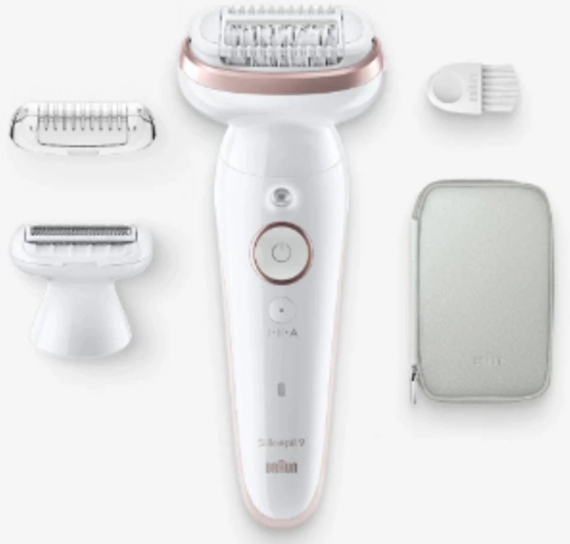 Epilator Braun Silk-épil 9-030 SensoSmart 225229, standard, me disa koka dhe çantë, ngjyrë e bardhë