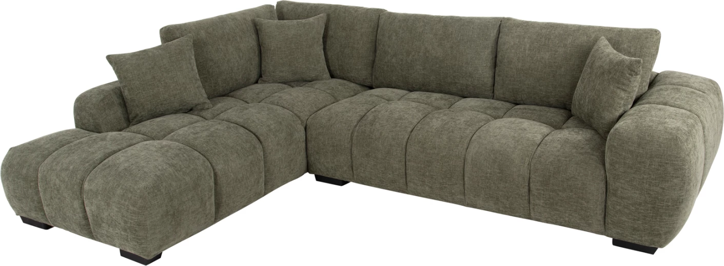 Kënd divani (majtas) COVEN FH3266.04L, pëlhurë e gjelbër, 298x102-208x85H cm