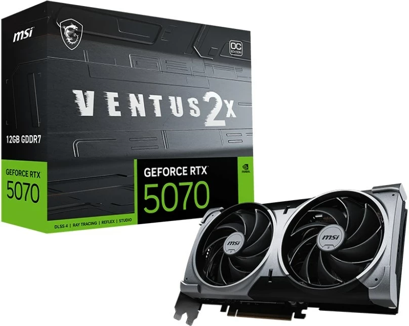 Kartë grafike MSI GeForce RTX 5070 VENTUS 2X OC, 12 GB GDDR7, e zezë