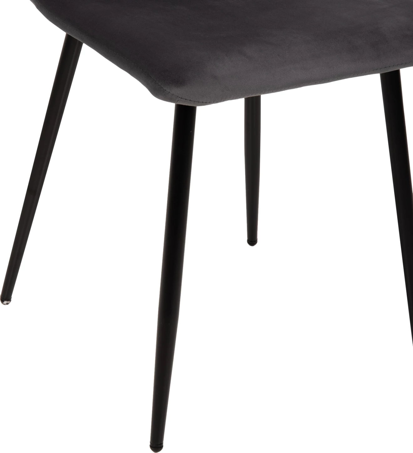 Karrige për ngrënie LATRELL FH8587.01 kadife gri & këmbë metali të zeza 43x54x88Hcm., set prej 4 copë