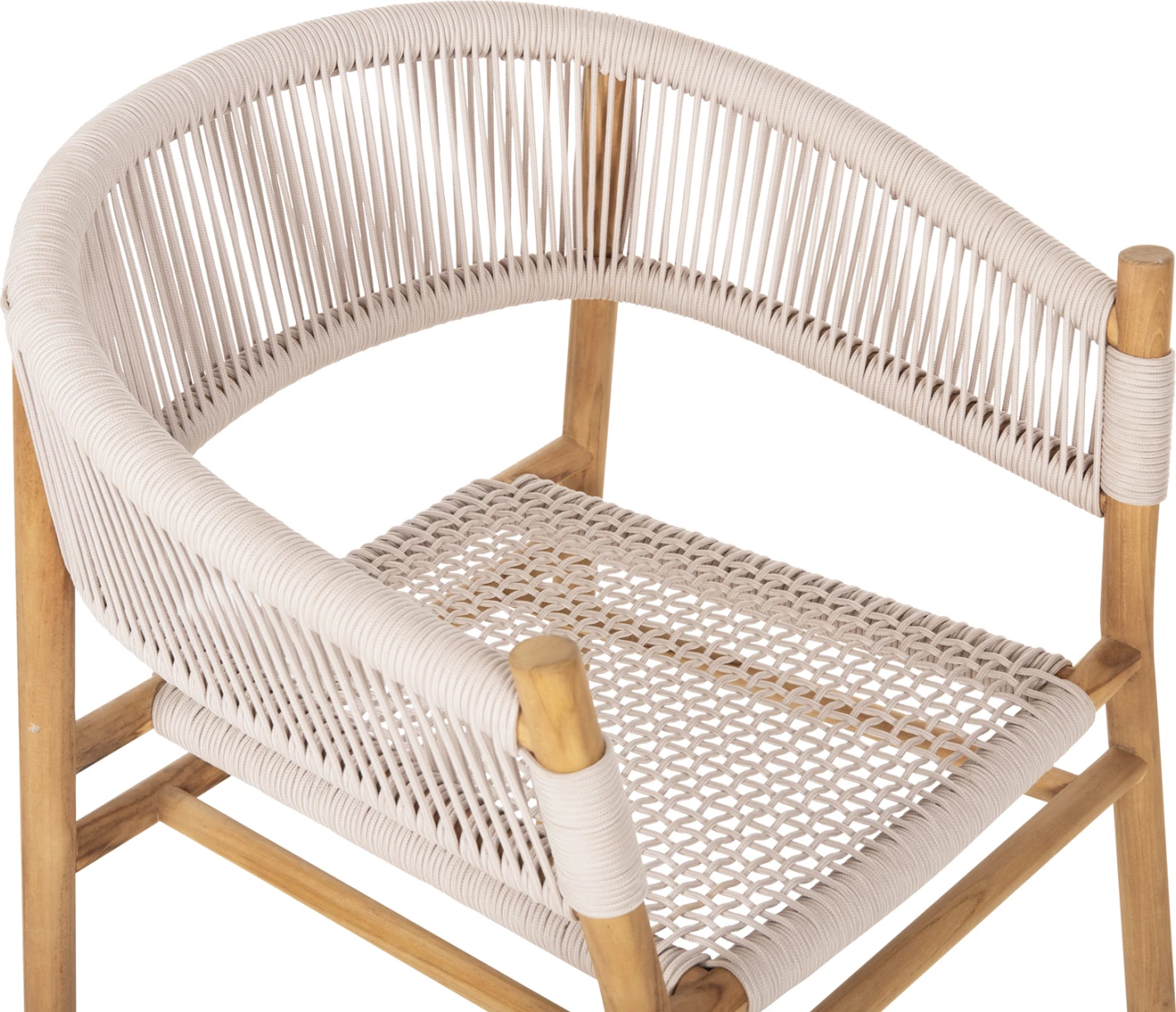 Karrige ngrënie me krahë IRVING FH9763 dru teak ngjyrë natyrale dhe litar bezhë 60x55x78H cm