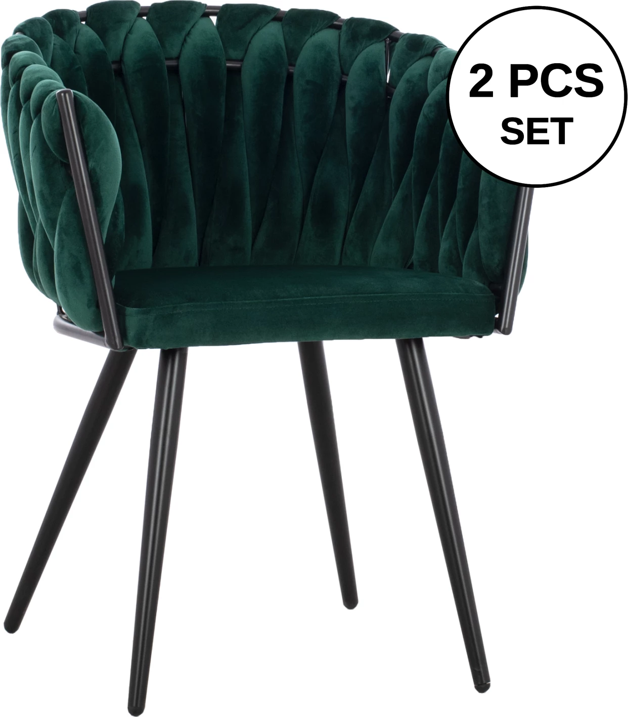 Poltronë Luanda, kadife, ngjyrë selvi, këmbë metalike, FH8741.03, 60x54x78 cm, set prej 2 copë