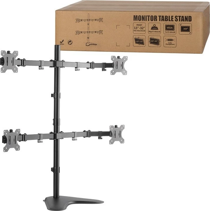 Mbajtës tavoline për 4 monitorë LogiLink BP0046, 13-32 inç, 8 kg, i zi