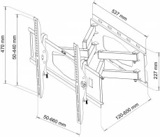 Mbajtës muri për TV ART RAMART AR-65, 32-80 inç, metal, i zi