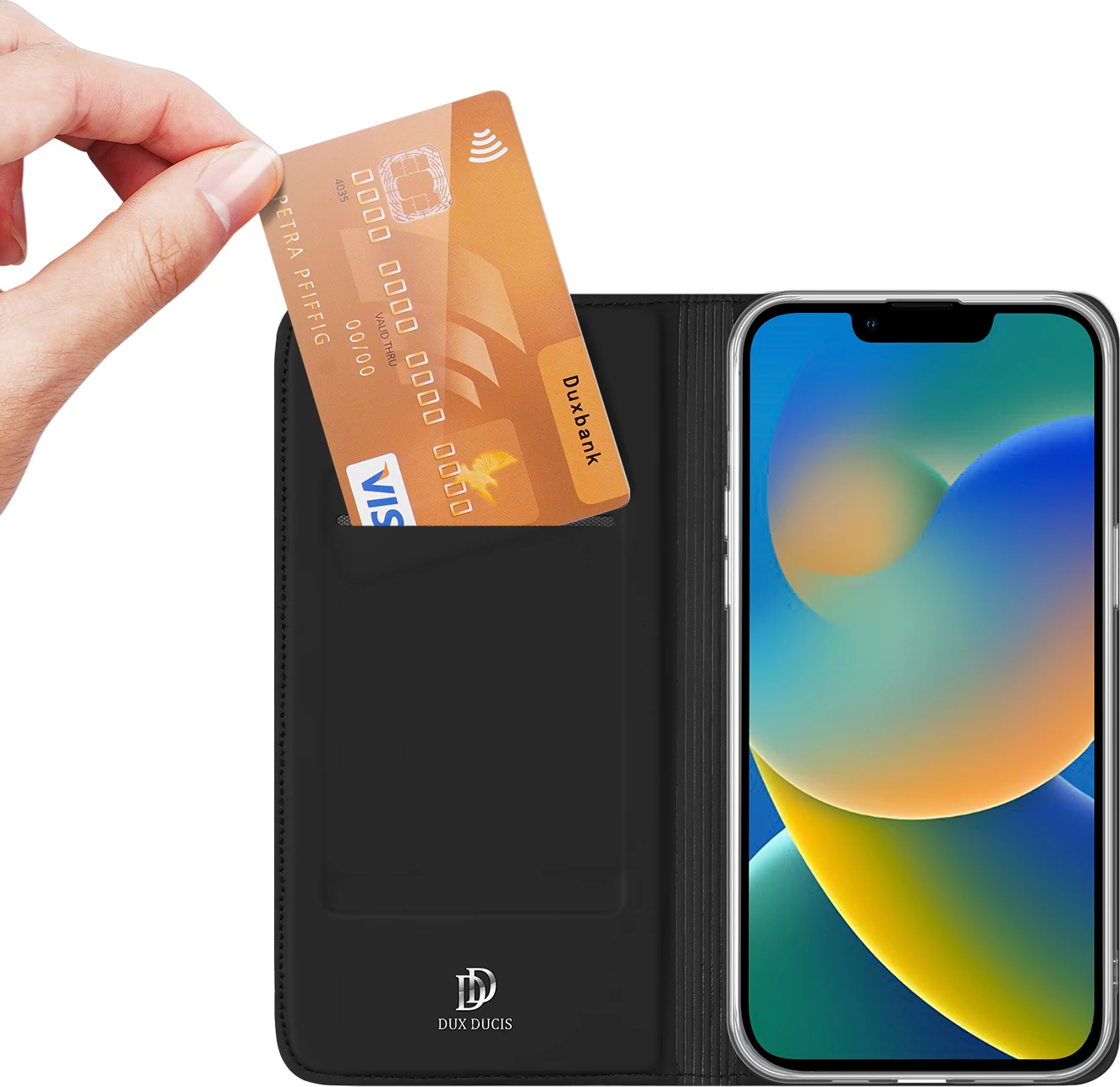 Mbështjellës Dux Ducis Skin Pro për iPhone 14 Plus, eko lëkurë, e zezë