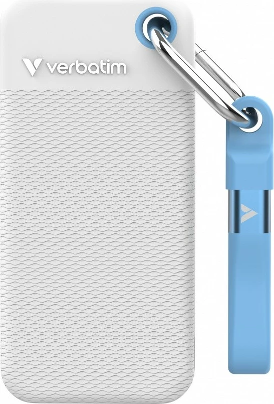 SSD i jashtëm, Verbatim, Pocket SSD Summer Edition DQVE32320PLG, 1TB, USB-C 3.2 Gen 2 1000MB/s, e bardhë/bojëqiell