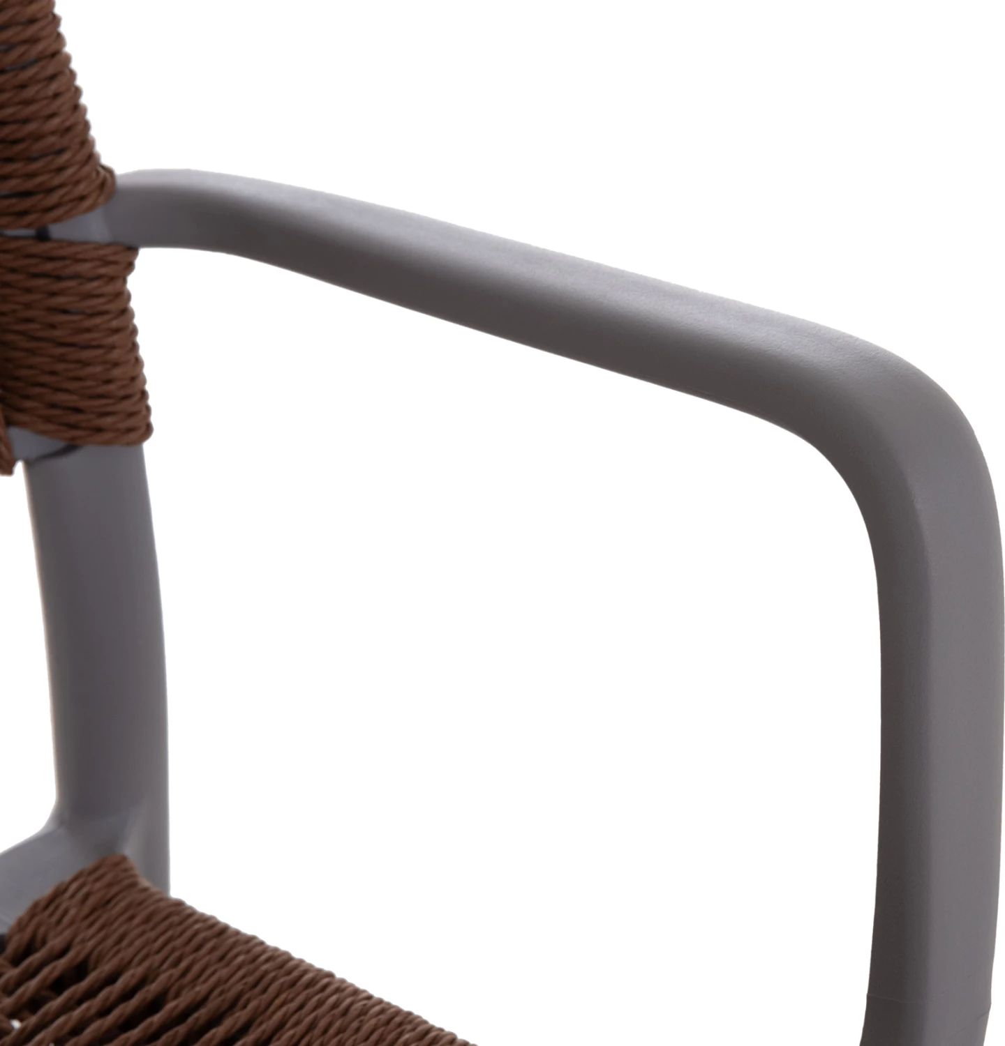 Karrige për jashtë STRIDER, polipropilen gri, litar kafe, 57x53x80cm, set prej 5 copësh