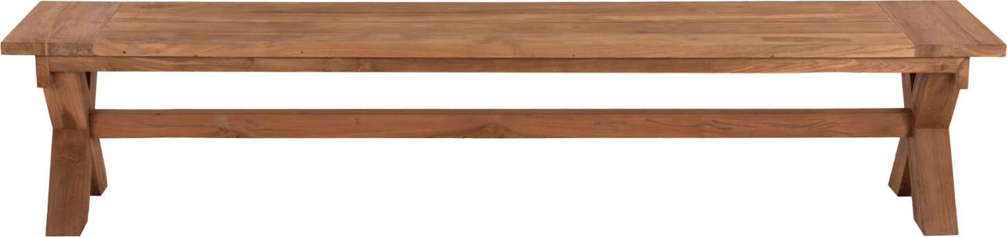 Stol për jashtë, dru TEAK i ricikluar, ngjyrë natyrale, 220x40x45H cm