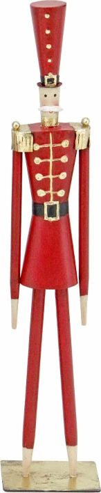 Dekoratë Krishtlindjesh ushtar prej metali, e kuqe, ar, e zezë, 10x7x50cm