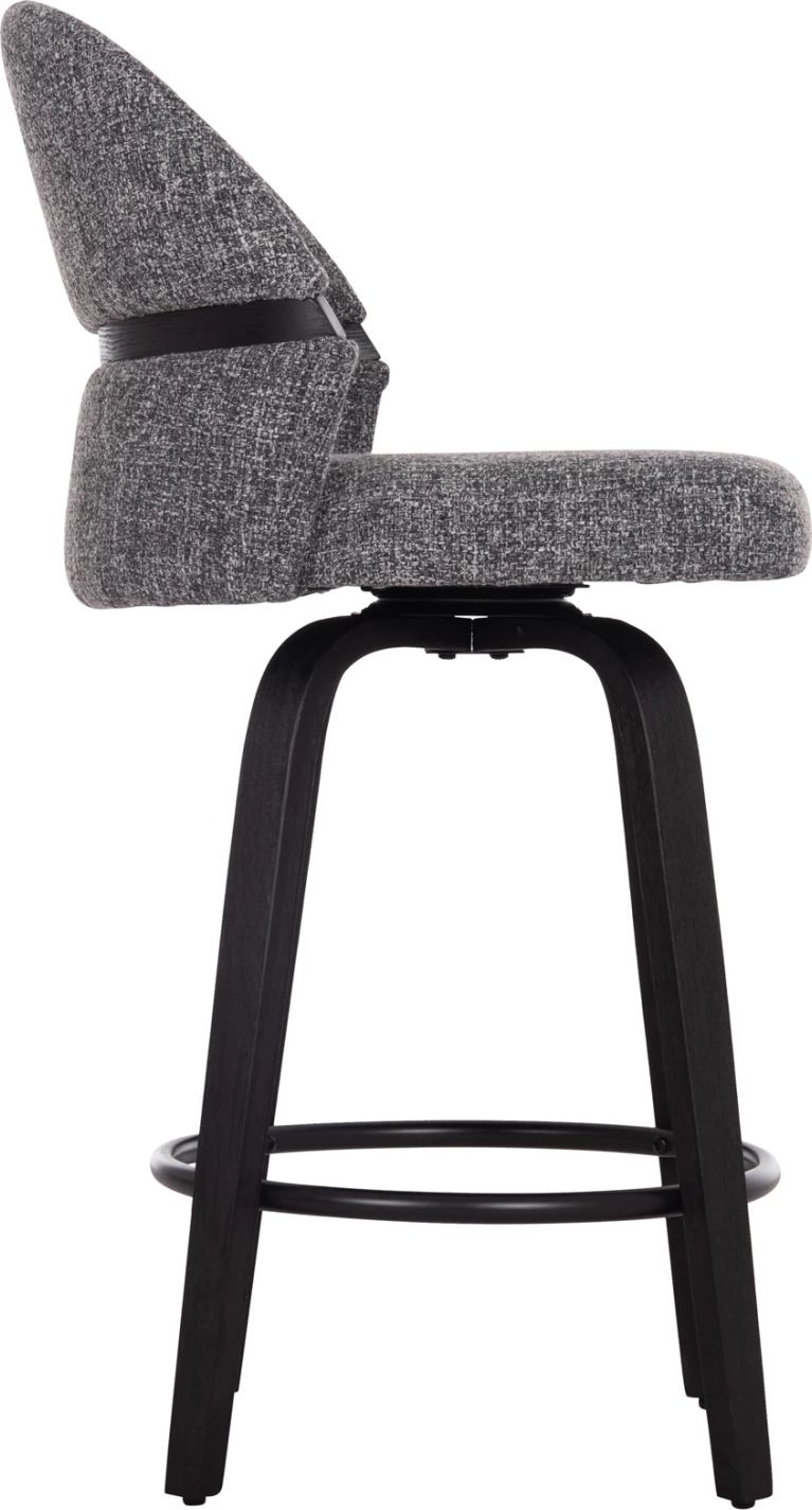 Karrige për bar rrotulluese DEKKER FH18250.03, dru i zi, material gri, 48x54x96cm, set prej 2 copë