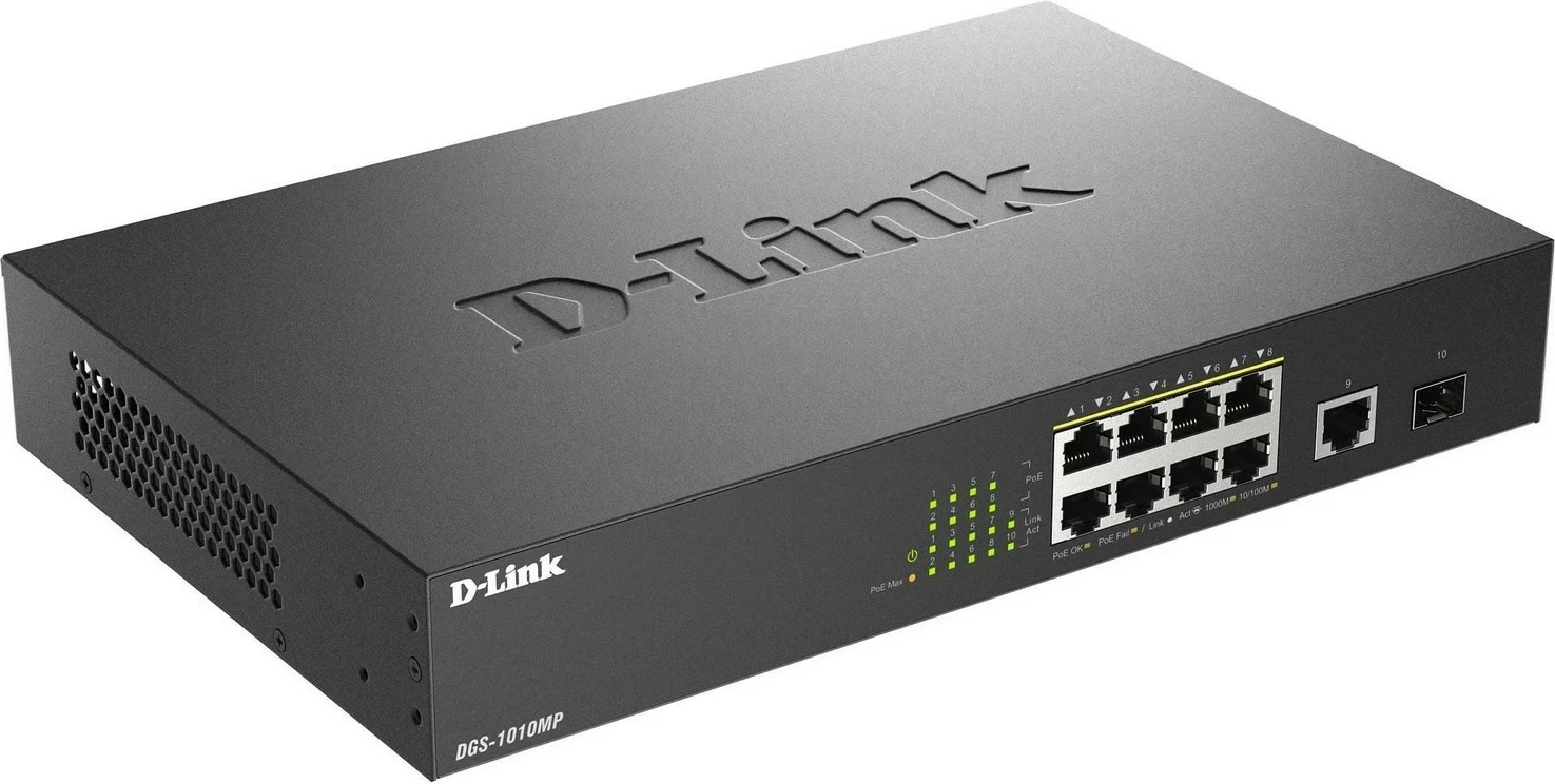 Switch D-link DGS-1010MP/E, 8 PoE porta, 1 SFP, 9 porta Gigabit