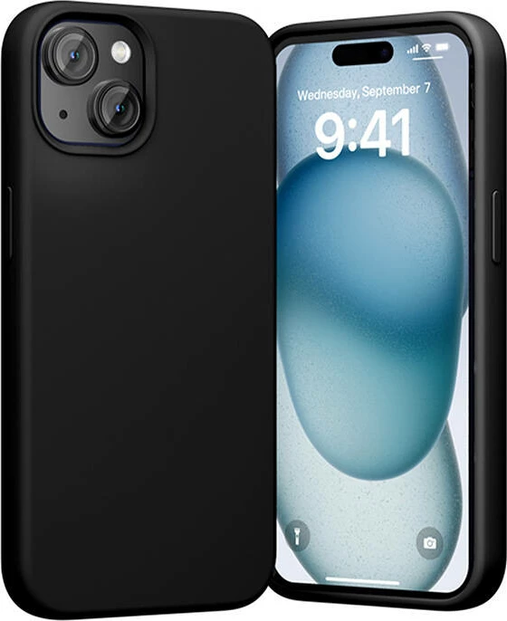 Mbështjellës Vention KUFB0-20 për iPhone 15 Plus, silikon, i zi