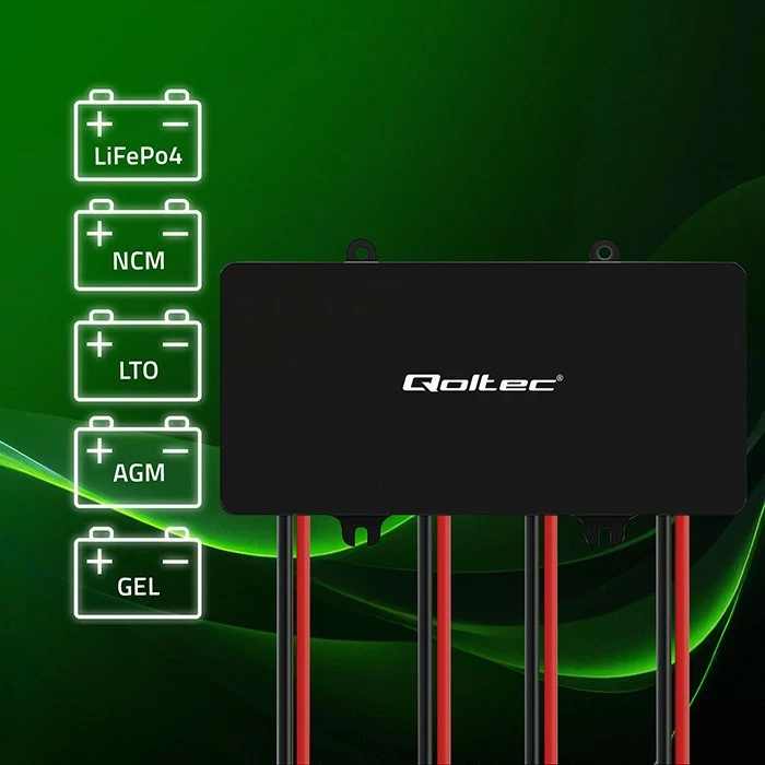 Balancues tensioni 48V Qoltec 51098, për 4x12V bateri, 10A, i zi